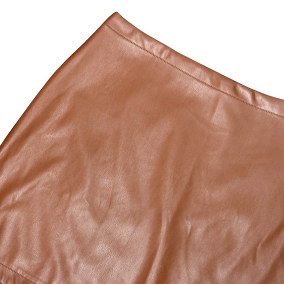 Gap Terracotta Faux Leather Pleather Side Zipper Mini Skirt Large - Picture 4 of 9